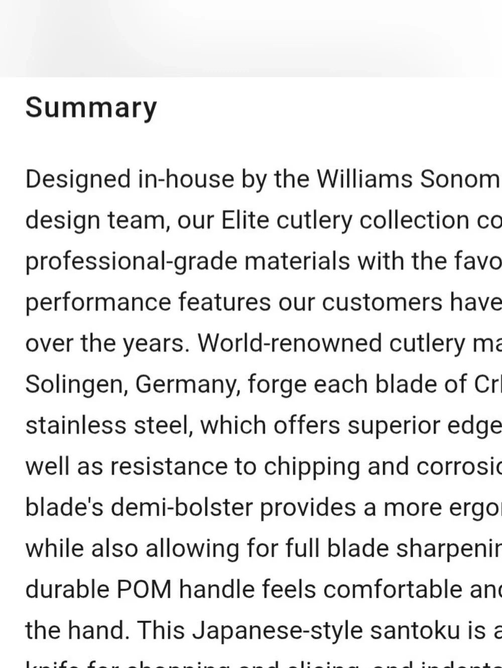 Williams Sonoma Elite Santoku Knife, 7